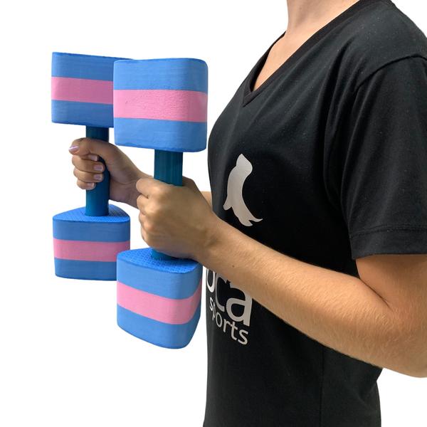 Imagem de Kit 2 Pares Halteres Aquáticos Em EVA P 1-2kg M 2-3kg Azul/Rosa Dafoca Sports