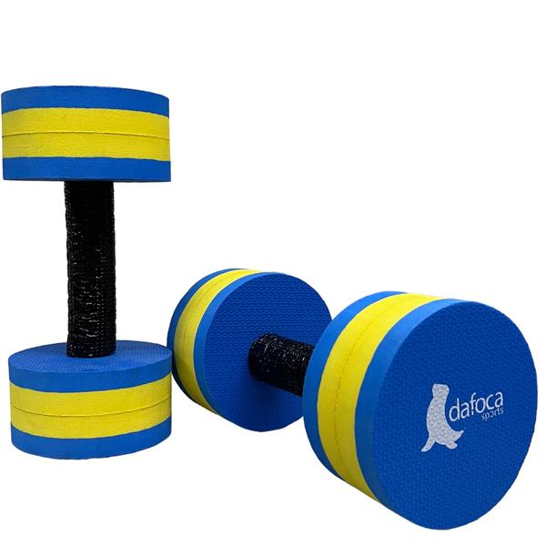 Imagem de Kit 2 Pares Halteres de Hidroginástica Redondo em EVA DF4017-AZ 3-4Kg Azul/Amarelo Dafoca Sports