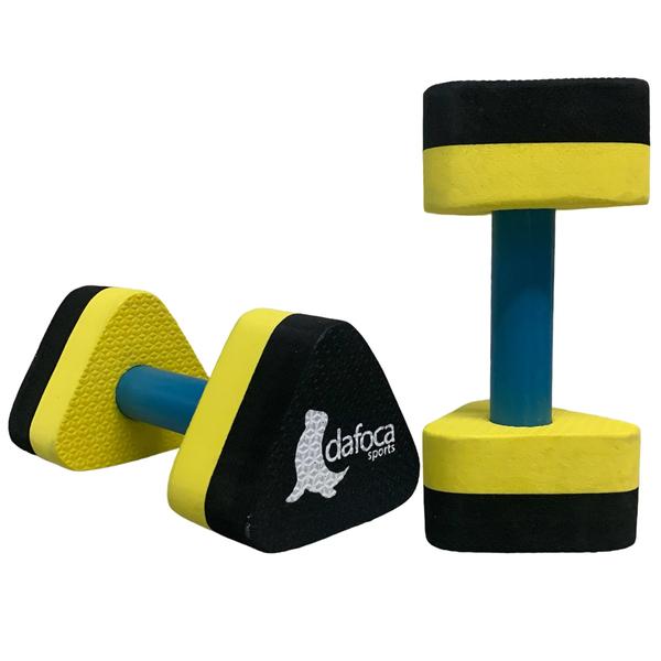 Imagem de Kit 2 Pares Halteres Hidroginástica em EVA 1 à 2kg DF1104-P Preto/Amarelo Dafoca Sports