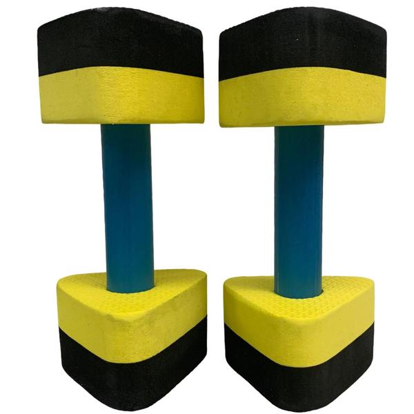 Imagem de Kit 2 Pares Halteres Hidroginástica em EVA 1 à 2kg DF1104-P Preto/Amarelo Dafoca Sports