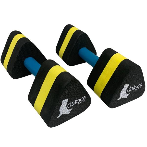 Imagem de Kit 2 Pares Halteres Hidroginástica em EVA 2 à 3kg DF1105-M Preto/Amarelo Dafoca Sports