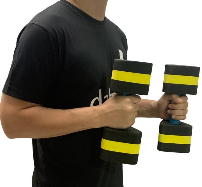 Imagem de Kit 2 Pares Halteres Hidroginástica em EVA 2 à 3kg DF1105-M Preto/Amarelo Dafoca Sports