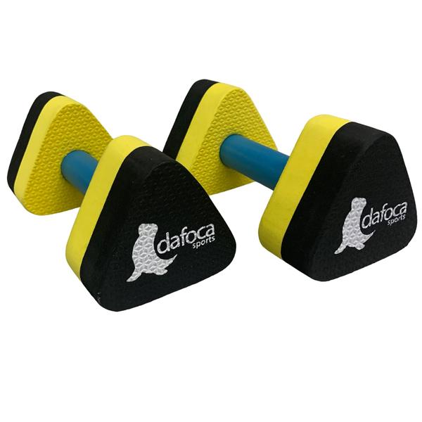 Imagem de Kit 2 Pares Halteres Hidroginástica em EVA P 1-2kg e M 2-3kg Preto/Amarelo Dafoca Sports