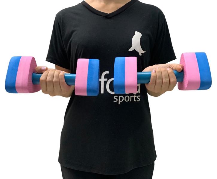 Imagem de Kit 2 Pares Halteres Hidroginástica Em EVA P 1-2kg M 2-3kg Azul/Rosa Dafoca Sports