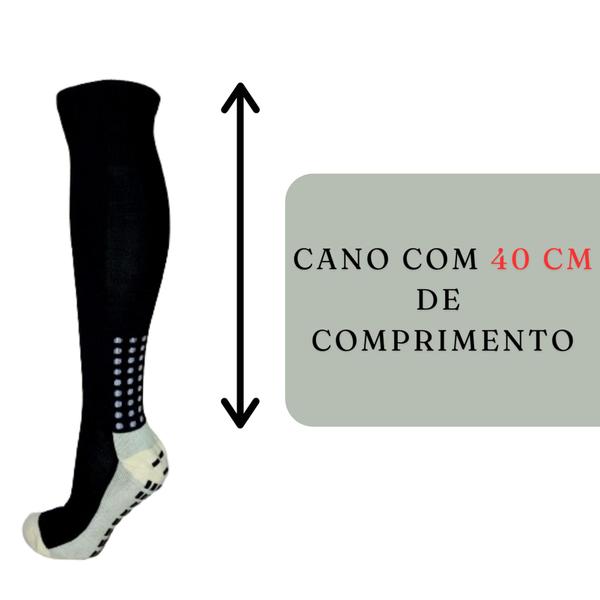 Imagem de Kit 2 Pares Meia Meião Antiderrapante Para Futebol Cano Longo Alto