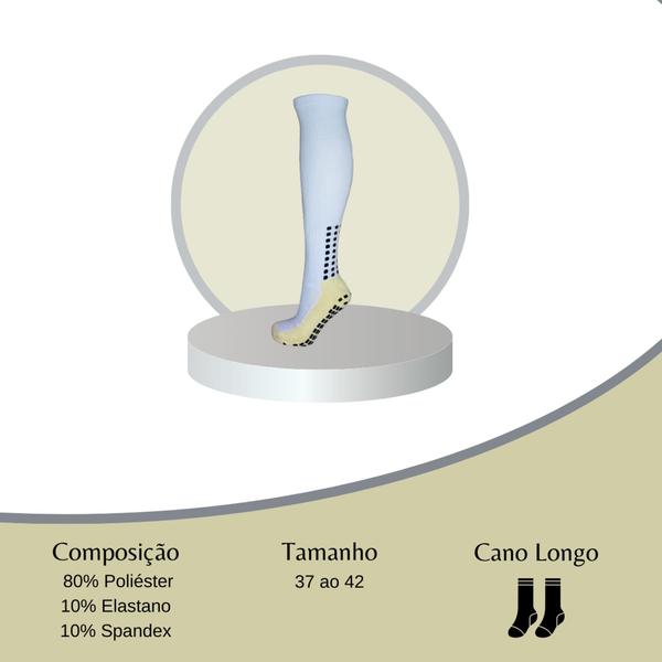 Imagem de Kit 2 Pares Meia Meião Antiderrapante Para Futebol Cano Longo Alto