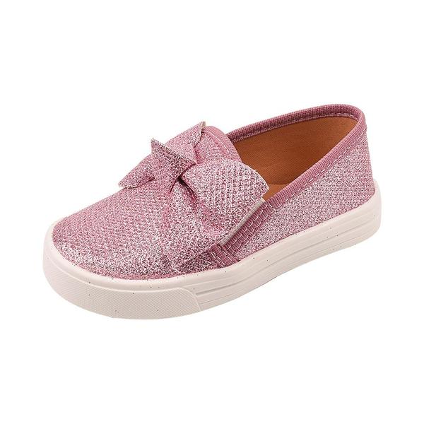 Imagem de kit 2 pares sapatos de menina infantil Slip On sapatênis de bebê rosê brilho sapatiha