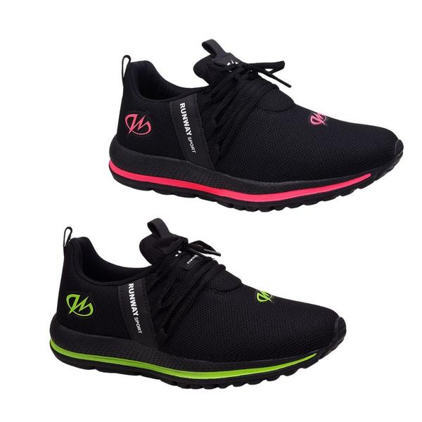 Imagem de Kit 2 Pares Tênis Esportivo Academia Runway Running Feminino