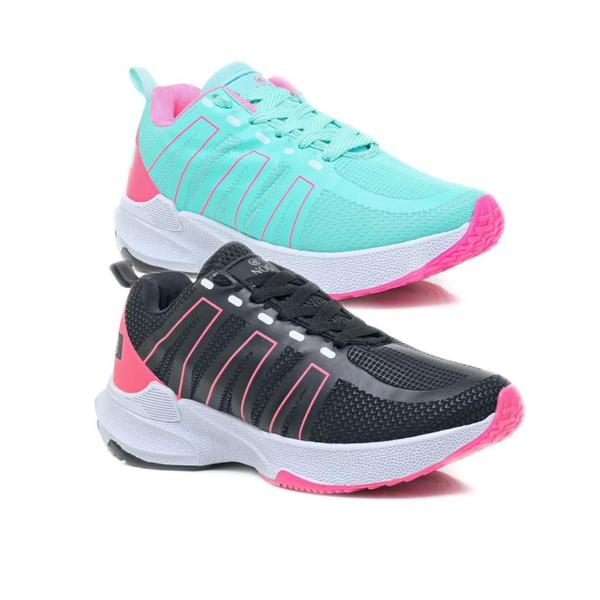 Imagem de Kit 2 Pares Tenis Feminino Academia Corrida Caminhada Leve