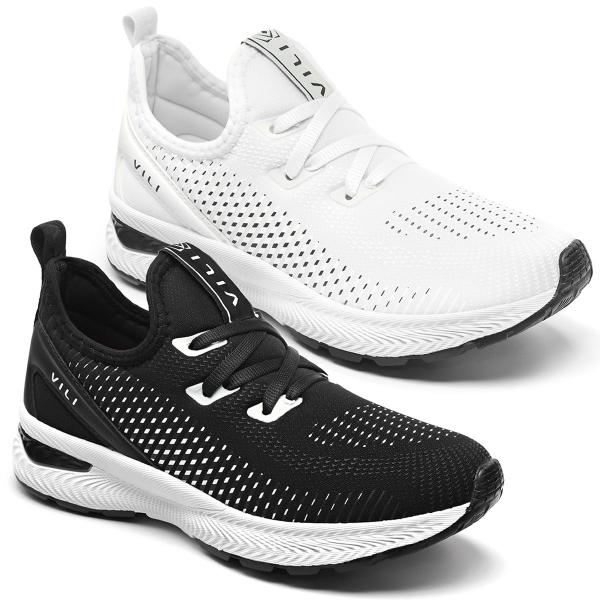 Kit 2 Pares Tênis Feminino Branco Esportivo para Caminhada Treino - Vili Kit 2 Pares Tênis Feminino Branco Esportivo para Caminhada Treino - Vili