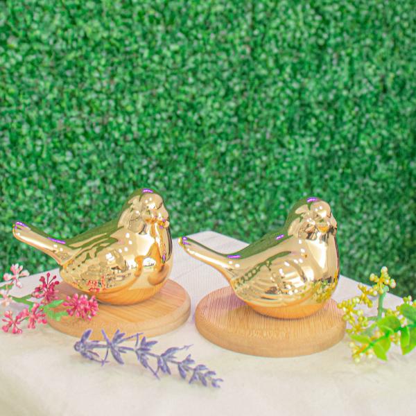 Imagem de KIT 2 Passarinhos Pássaro Decorativo Dourado Enfeite Para Decoração Casa Homedecor Banheiro Jardim