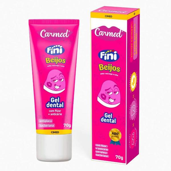 Imagem de Kit 2 Pasta de Dente Fini Beijos Creme Dental Gel 70g com Flúor Carmed