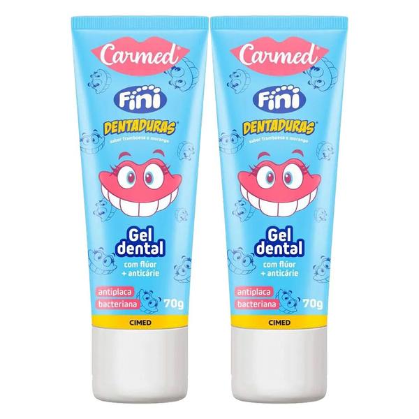 Imagem de Kit 2 Pasta de Dente Fini Dentadura Creme Dental Gel 70g com Flúor Carmed