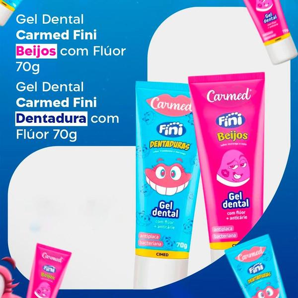 Imagem de Kit 2 Pasta de Dente Fini Dentadura Creme Dental Gel 70g com Flúor Carmed