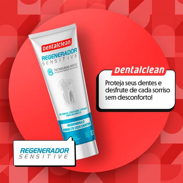 Imagem de Kit 2 Pasta de Dente Gel 90g Regenerador Sensitive Cárie Sensíveis Creme Dental Dentalclean