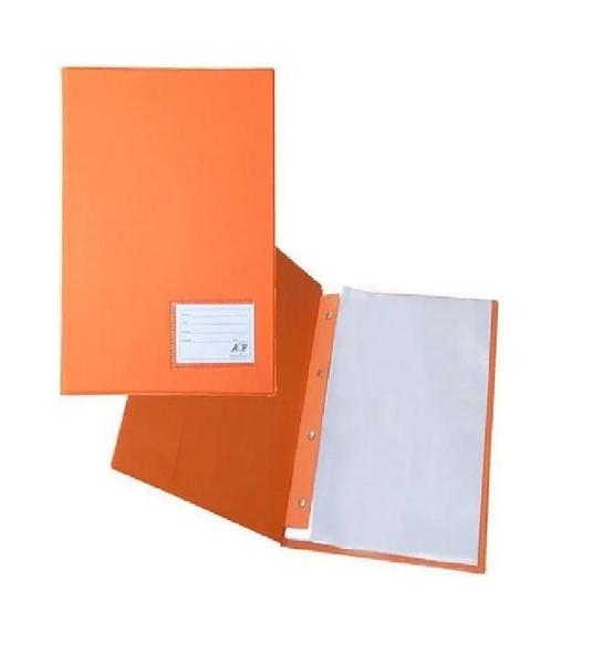 Imagem de Kit 2 Pastas Cátalogo Laranja A4 C 20 Envelopes Plásticos