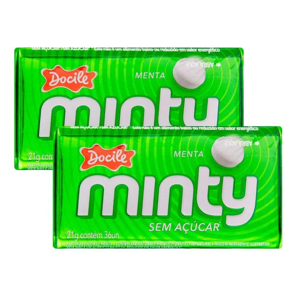 Imagem de Kit 2 Pastilha Docile Minty Menta Sem Açúcar Lata 21g com 36 Pastilhas