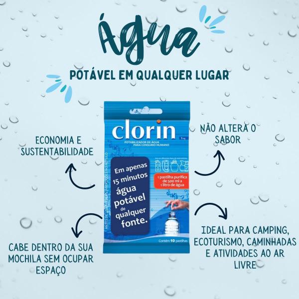 Imagem de Kit 2 Pastilhas de Cloro Clorin para Purificação de Água 