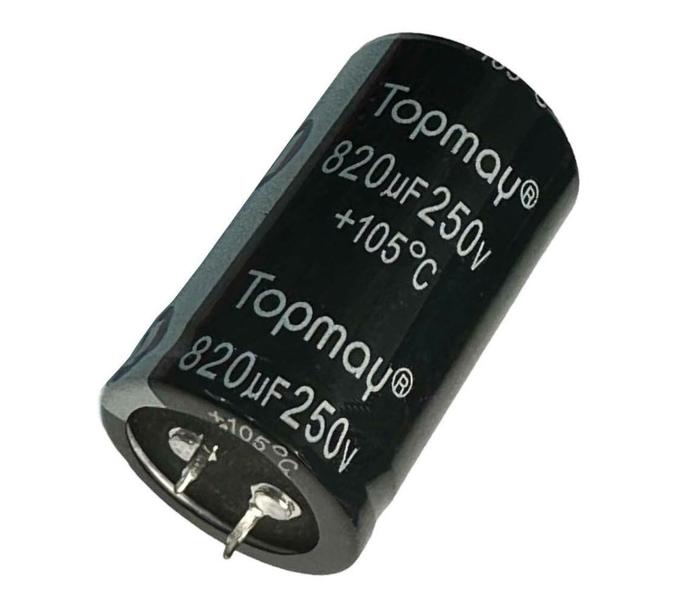 Kit 2 pçs - capacitor eletrolitico 820x250v - 820uf x 250v - TOPMAY Imagem de Kit 2 pçs - capacitor eletrolitico 820x250v - 820uf x 250v