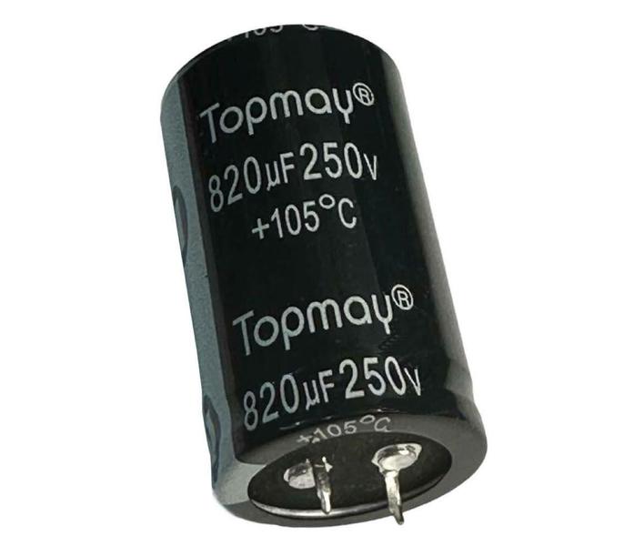 Kit 2 pçs - capacitor eletrolitico 820x250v - 820uf x 250v - TOPMAY Imagem de Kit 2 pçs - capacitor eletrolitico 820x250v - 820uf x 250v