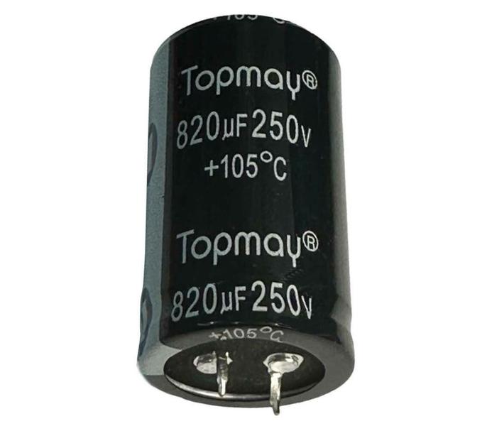 Kit 2 pçs - capacitor eletrolitico 820x250v - 820uf x 250v - TOPMAY Imagem de Kit 2 pçs - capacitor eletrolitico 820x250v - 820uf x 250v