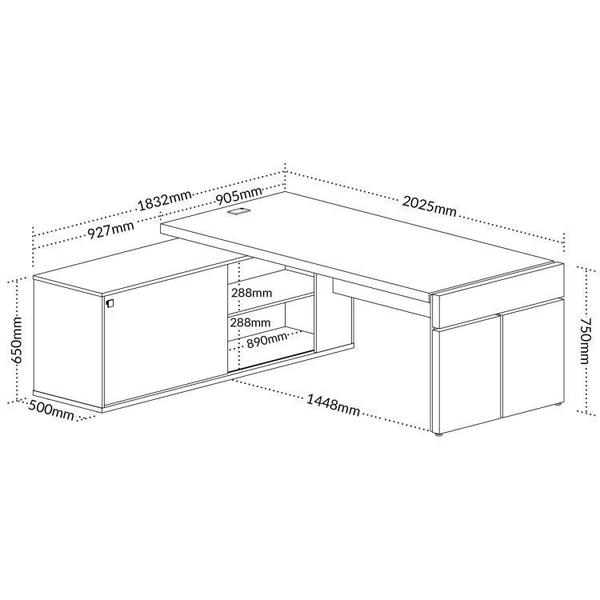 Imagem de Kit 2 Peças 1 Mesa em L Diretoria Tampo Tamburato com 1 Armário Alto