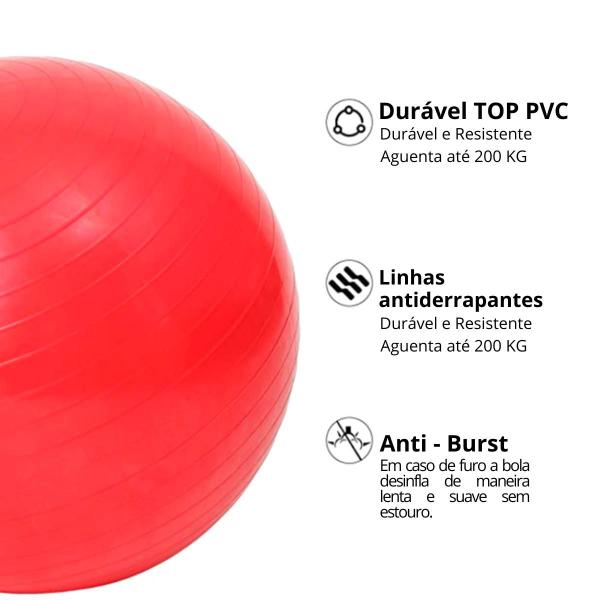 Imagem de Kit 2 peças: bola de ginástica pilates Suíça 75cm com bomba