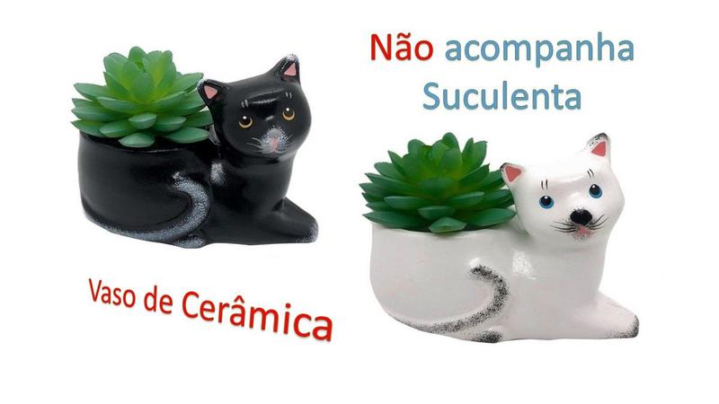 Imagem de Kit 2 Peças Cachepot Gato Deitado Para Suculenta Vasinho