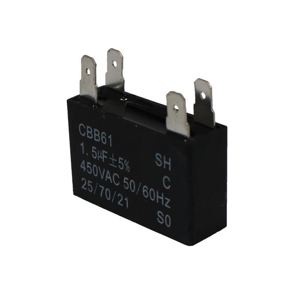 Imagem de Kit 2 peças - capacitor 1,5uf x 450vac - retangular  4 pinos