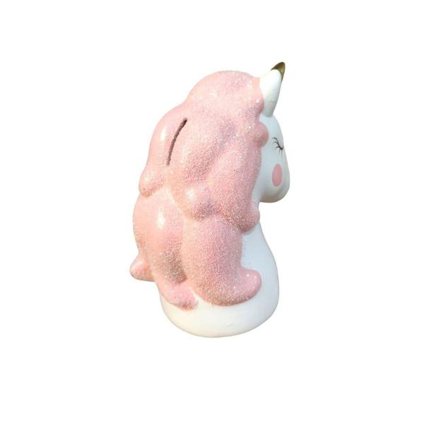 Imagem de Kit 2 Peças Cofre Arco Iris e Unicornio Rosa Gliter Ceramica - Decore Casa