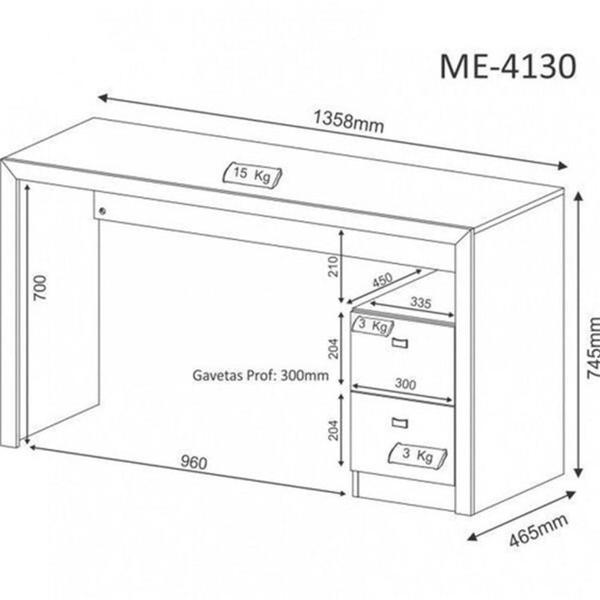 Imagem de Kit 2 Peças com Escrivaninha ME4130 e Cadeira para Escritório Tela Mesh