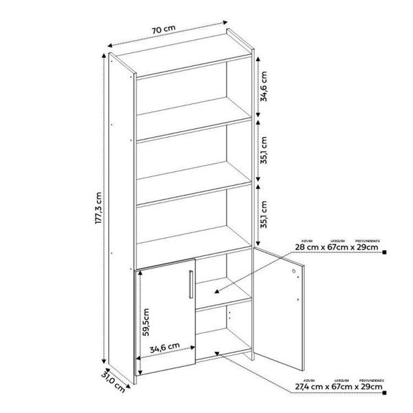 Imagem de Kit 2 Peças com Mesa para Escritório em L e Armário Multiuso Alto Aberto Espresso Móveis Branco