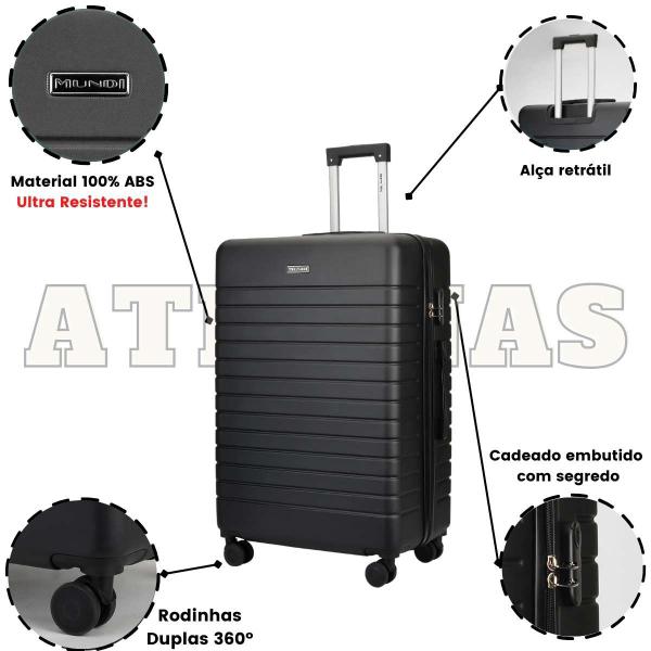 KIT 2 Peças Mala Viagem P 10kg Bordo 360º Abs Mundi Athenas MD2318 Imagem de KIT 2 Peças Mala Viagem P 10kg Bordo 360º Abs Mundi Athenas MD2318