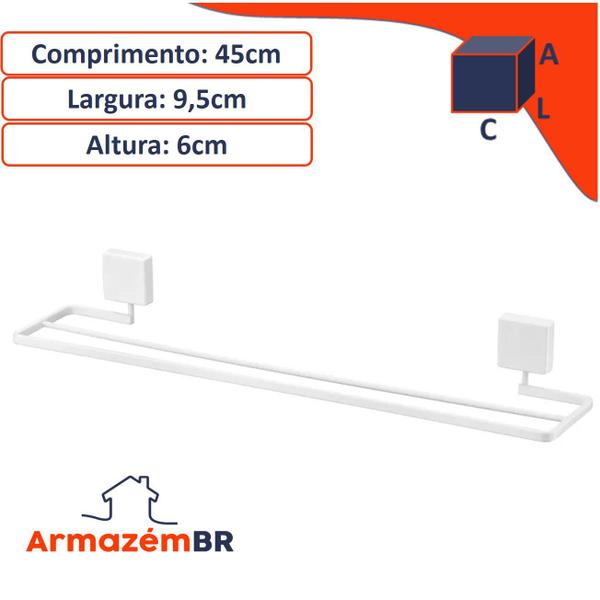 Imagem de Kit 2 Peças Porta Toalha Toalheiro 45cm Suporte Papel Higiênico Banheiro Branco Fosco - Future