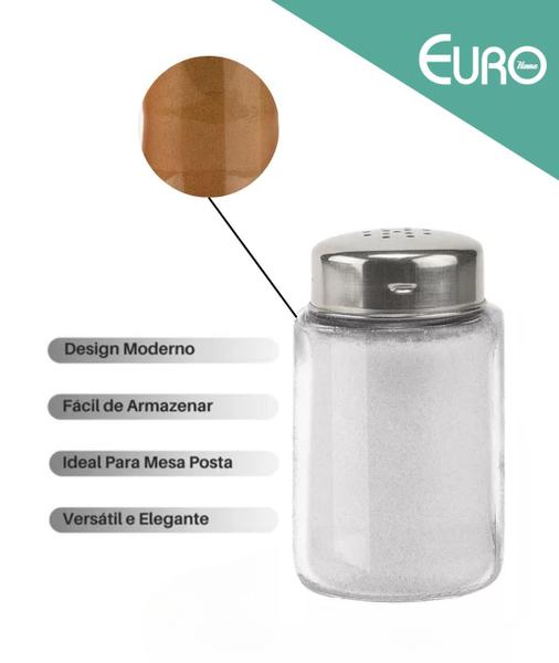 Imagem de kit 2 peças Saleiro e Pimenteiro com Tampa Inox Euro