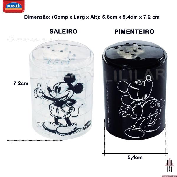 Imagem de Kit 2 peças Saleiro e Pimenteiro Empilhável do Mickey - Plasutil