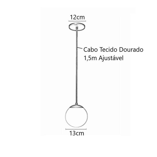 Imagem de Kit 2 Pendente Dourado Quarto Cabeceira De Cama Bancada +Led