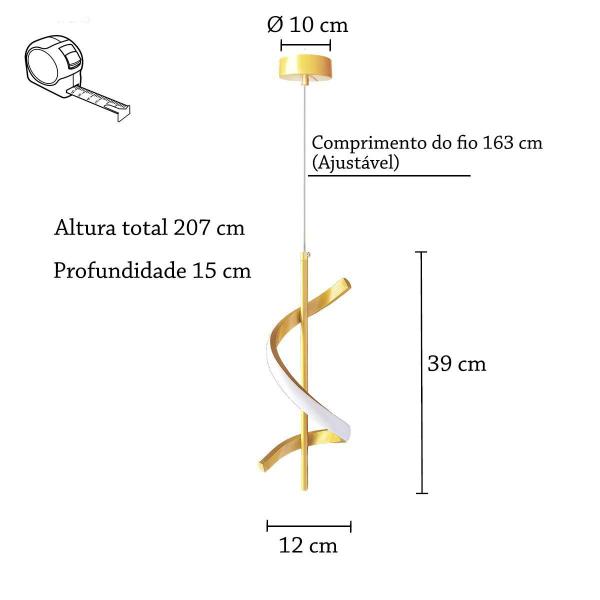 Imagem de Kit 2 Pendente Linear Led Moderno Espiral Sala Estar Bet31