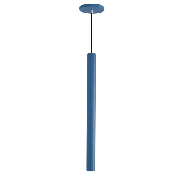 Imagem de Kit 2 Pendente Luminária Tubo Azul 50 Cm + Lâmpada LED Branco Quente