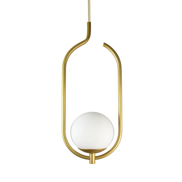 Imagem de Kit 2 Pendente Lustre On Clip DOURADO globo de vidro BRANCO 