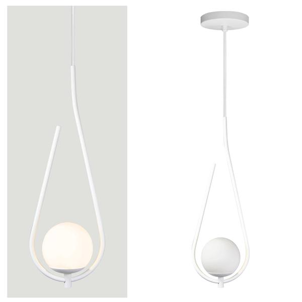 Imagem de Kit 2 Pendente Lustre On Drop BRANCO globo de vidro BRANCO 