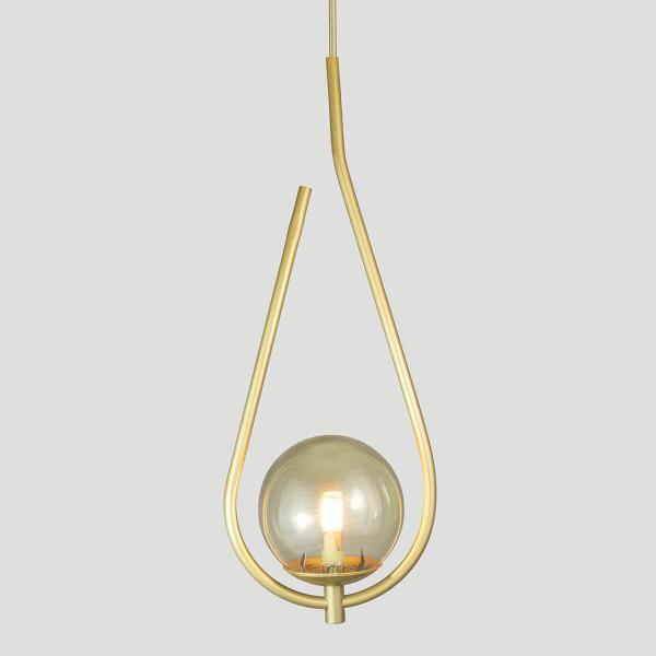 Imagem de Kit 2 Pendente Lustre On Drop Dourado Globo De Vidro Ambar