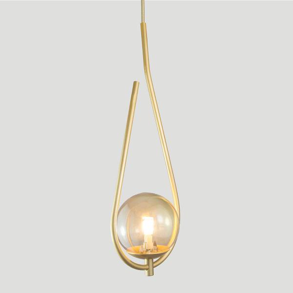 Imagem de Kit 2 Pendente Lustre On Drop DOURADO globo de vidro AMBAR