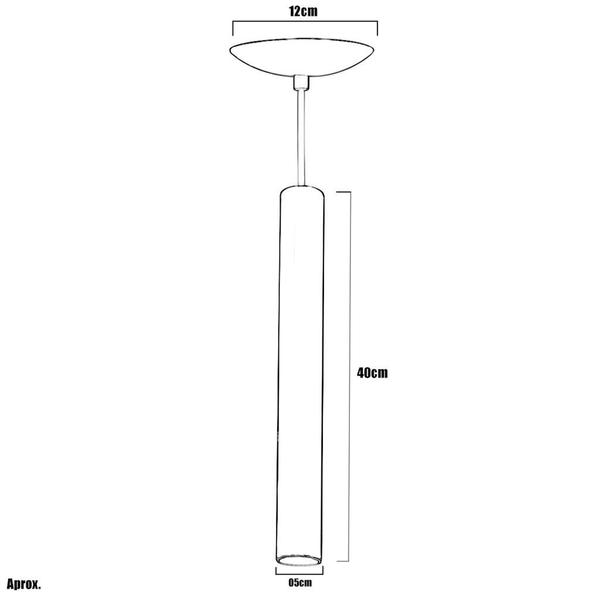 Imagem de Kit 2 Pendente Tubo Cilindro Alumínio Escovado 40Cm + Led 6k