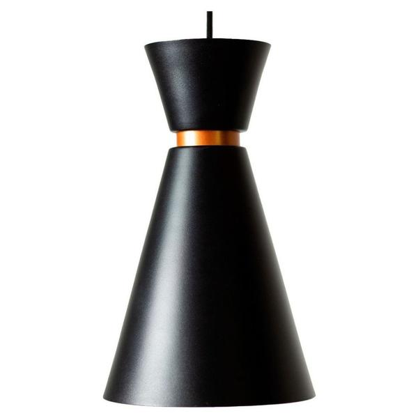 Imagem de Kit 2 Pendentes Cone De 30cm Modelo Pequim Preto Com Cobre