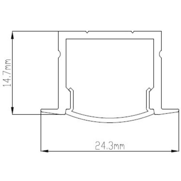 Imagem de Kit 2 Perfil de Led Reforçado Embutir 24x14mm 1m Fita Led