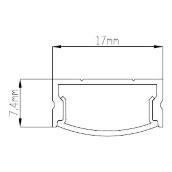 Imagem de Kit 2 Perfil de Led Reforçado Sobrepor 17x7mm 1m Fita Led