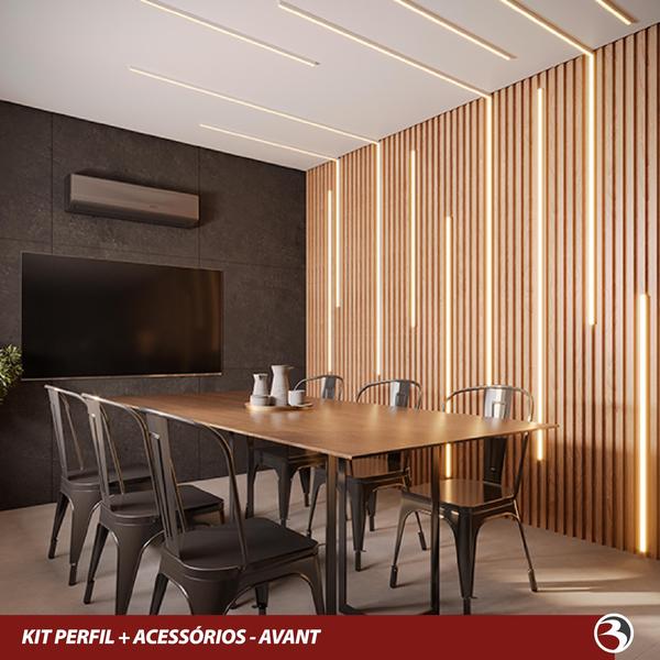 Imagem de Kit 2 Perfil Para Fita Led 2M 24x8mm Aluminio P/ Embutir Moveis Gesso Sanca - AVANT