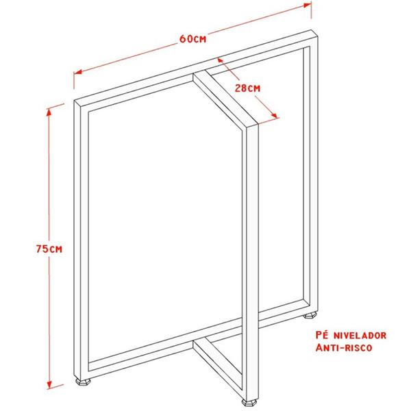 Imagem de Kit 2 Pés De Mesa 75X60Cm Mod. T Estilo Ind Ferro - Branco