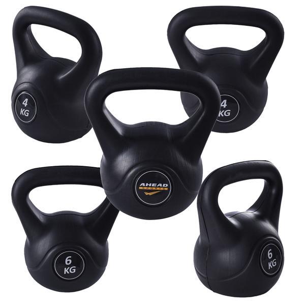 Imagem de Kit 2 Pesos Kettlebell para Treino Funcional 4kg e 6kg